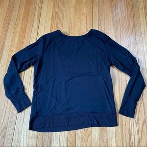 Athleta Black Zip Shoulder Boat Neck Pullover Women's S Modal Blend Sweatshirt